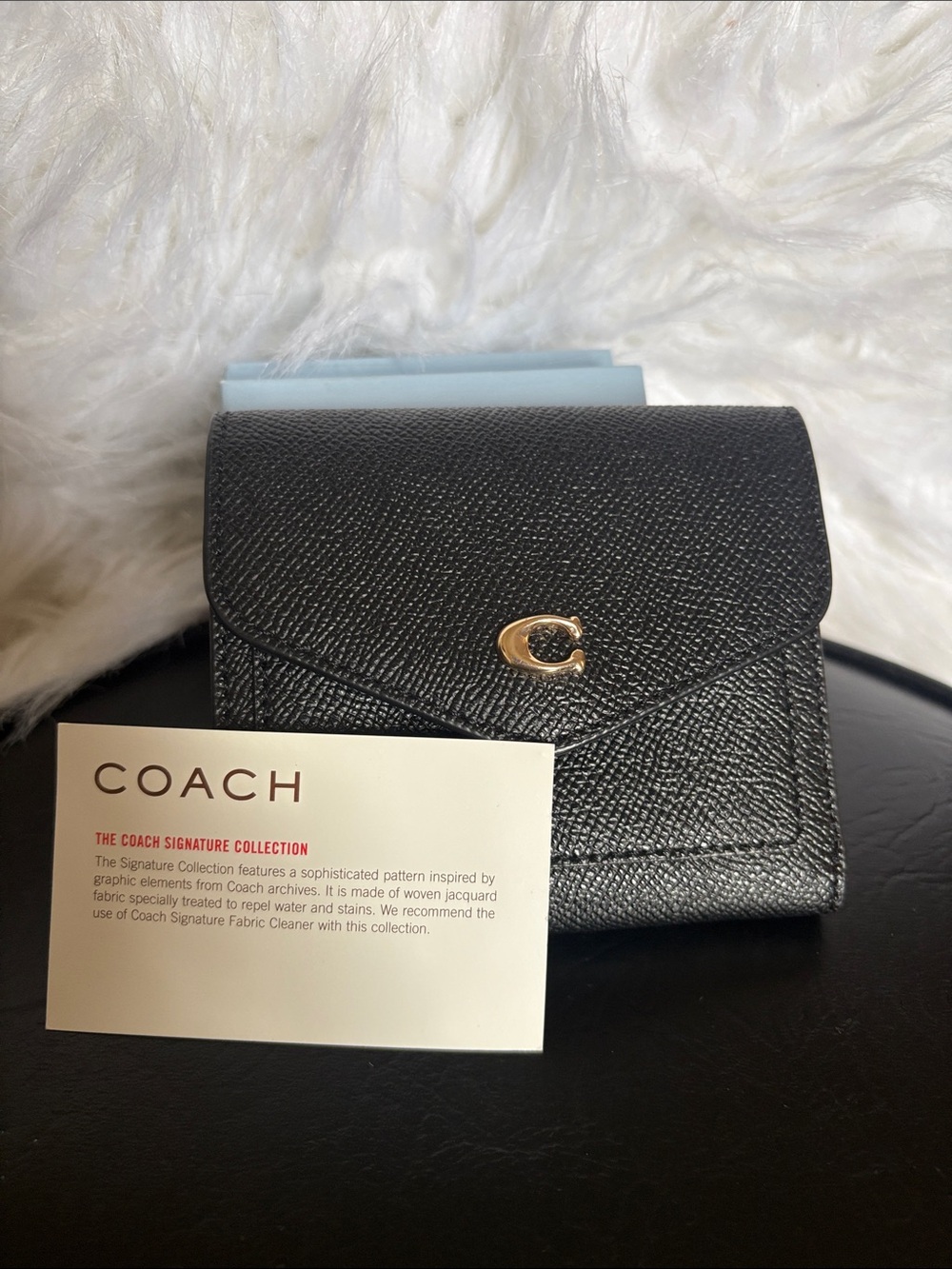 Coach Compact Black Leather Wallet